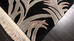 5x8 Black, Aqua, Mint Color Hand Knotted French Aubusson Savonnerie Wool Traditional Oriental Rug