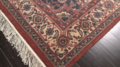 6x9 Rose, Ivory, Taupe Color Hand Knotted Heriz New Zealand Wool Traditional Oriental Rug