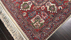 6x9 Ivory, Raspberry, Rose Color Hand Knotted Oushak New Zealand Wool Traditional Oriental Rug