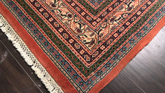 6x9 Orange, Turquoise, Green Color Hand Knotted Serabund New Zealand Wool Traditional Oriental Rug