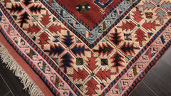 6x10 Rust, Ivory, Blue Color Hand Knotted Oushak Wool Arts & Crafts Oriental Rug