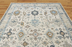 Beige, Gray 9x11'11'' Oushak Transitional Hand Knotted Wool Oriental Area Rug