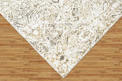 9x12 Ivory, Beige, Multi Color Power Loom Oushak Wool Modern Oriental Rug