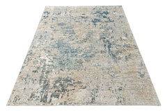Gray, Blue Multi Size Tibetan Abstract Hand Knotted Wool Oriental Area Rug