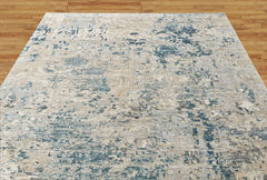 Gray, Blue Multi Size Tibetan Abstract Hand Knotted Wool Oriental Area Rug