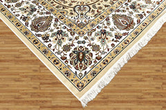 9x12 Light Gold, Ivory, Brown Color Power Loom Oushak Wool Traditional Oriental Rug