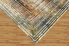 9x12 Gray, Rust, Gold Color Power Loom Oushak Wool Modern Oriental Rug