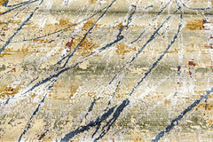 9x12 Gray, Gold, Blue Color Power Loom Oushak Wool Modern Oriental Rug