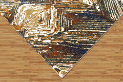 9x12 Ivory, Gold, Blue Color Power Loom Oushak Wool Modern Oriental Rug