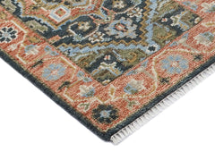 Runner Slate, Blush, Sage Color Hand Knotted Oushak Wool Traditional Oriental Rug