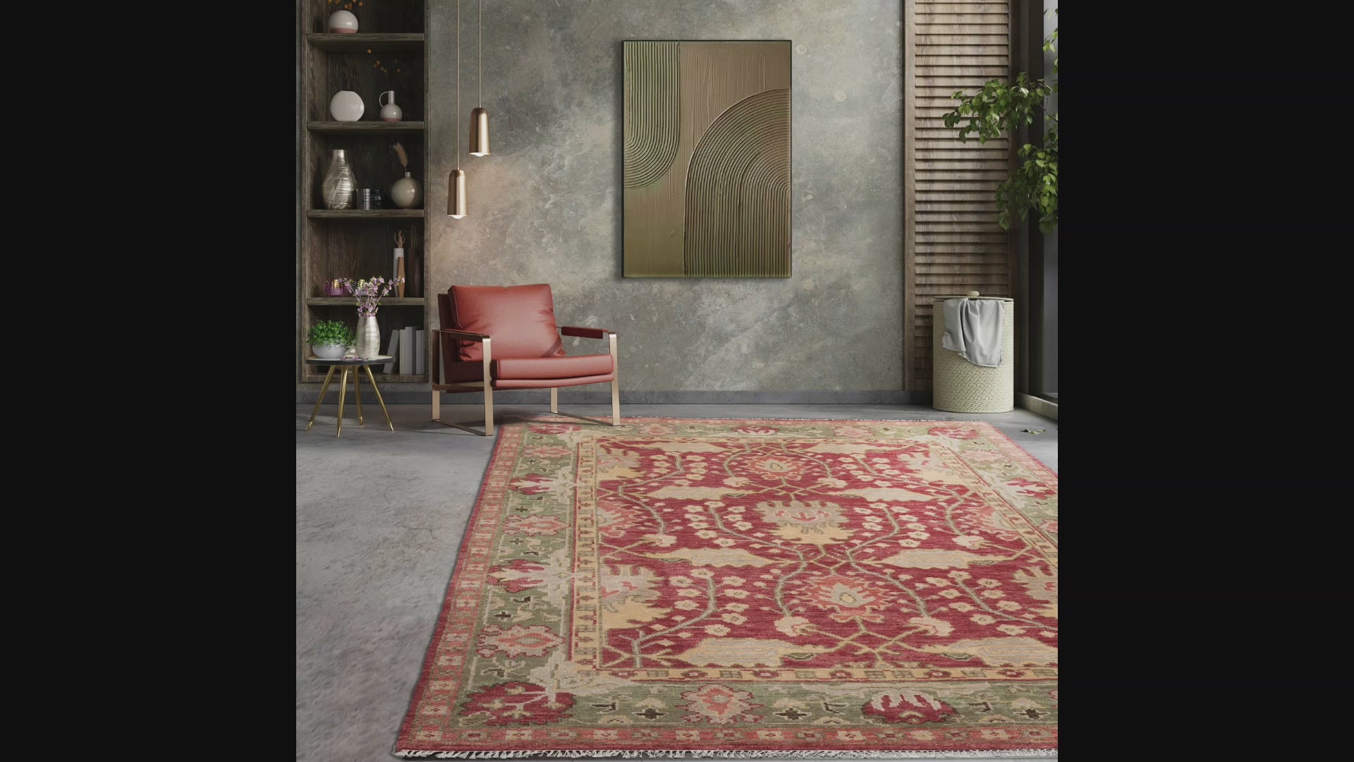Multi Size Raspberry, Sage Hand Knotted LoomBloom Muted Turkish Oushak 100% Wool Traditional Oriental Area Rug