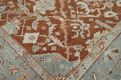 8x10 Rust Aqua Coral Color Hand Knotted Oushak Wool Traditional Oriental Rug
