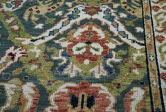 8x10 Hand Knotted Turkish Oushak 100% Wool Transitional Oriental Area Rug Grayish Blue, Lime Color