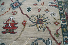 8x10 Hand Knotted Turkish Oushak 100% Wool Turkish Oushak Transitional Oriental Area Rug Beige, Gray Color