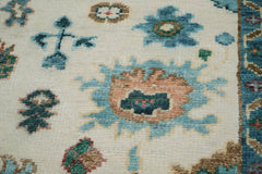 8x10 Hand Knotted Turkish Oushak 100% Wool Transitional Oriental Area Rug Beige, Aqua Color