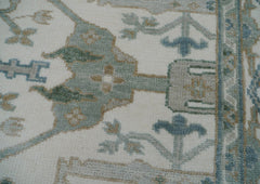 8x10 Hand Knotted Turkish Oushak 100% Wool Transitional Oriental Area Rug Ivory, Gray Color