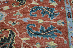 8x10 Hand Knotted Turkish Oushak 100% Wool Transitional Oriental Area Rug Rust, Blue Color