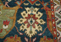 8x10 Hand Knotted Turkish Oushak 100% Wool Transitional Oriental Area Rug Navy, Beige Color