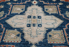 8x10 Hand Knotted Turkish Oushak 100% Wool Transitional Oriental Area Rug Navy, Burnt Orange Color
