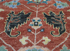 8x10 Hand Knotted Turkish Oushak 100% Wool Transitional Oriental Area Rug Rust, Blue Color