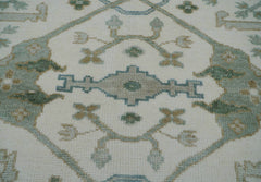 8x10 Hand Knotted Turkish Oushak 100% Wool Transitional Oriental Area Rug Ivory, Gray Color