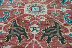 8x10 Hand Knotted Turkish Oushak 100% Wool Arts & Crafts Oriental Area Rug Rust, Turquoise Color