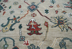 8x10 Hand Knotted Turkish Oushak 100% Wool Turkish Oushak Transitional Oriental Area Rug Beige, Gray Color