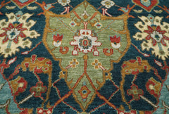 8x10 Hand Knotted Turkish Oushak 100% Wool Transitional Oriental Area Rug Navy, Beige Color