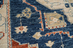 8x10 Hand Knotted Turkish Oushak 100% Wool Transitional Oriental Area Rug Navy, Burnt Orange Color