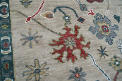 8x10 Hand Knotted Turkish Oushak 100% Wool Turkish Oushak Transitional Oriental Area Rug Beige, Gray Color