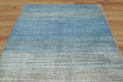 Multi Size Gray, Blue Hand Knotted Persian 100% Wool Modern & Contemporary Oriental Area Rug