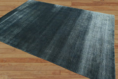 6x9 Blue LoomBloom Hand Knotted Modern & Contemporary Textured Tibetan 100% Wool Oriental Area Rug