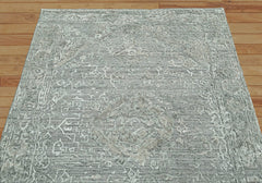 4x6 Hand Knotted Tibetan Wool/Bamboo Silk Transitional Oriental Area Rug Tone on Tone Gray Color