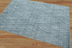 4x6 Blue LoomBloom Hand Knotted Modern & Contemporary Textured Tibetan 100% Wool Oriental Area Rug