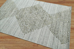 4x6 Gray, Green LoomBloom Hand Knotted Modern & Contemporary Textured Tibetan 100% Wool Oriental Area Rug