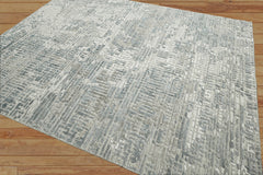 Multi Size Tone On Tone Gray Hand Knotted Tibetan Wool/Bamboo Silk Modern & Contemporary Oriental Area Rug