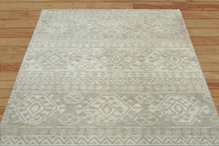 Multi Size Beige, Gray Hand Knotted Indo Oushak 100% Wool Southwestern Oriental Area Rug