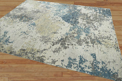 Multi Size Gray,Beige Hand Knotted Tibetan 100% Wool Modern Abstract Oriental Area Rug