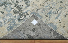 8x10 Blue, Gray LoomBloom Hand Knotted Modern Abstract Tibetan 100% Wool Oriental Area Rug