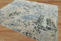 8x10 Blue, Gray LoomBloom Hand Knotted Modern Abstract Tibetan 100% Wool Oriental Area Rug