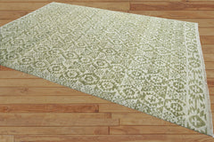 10x14 Beige, Green Hand Knotted Oushak 100% Wool Southwestern Oriental Area Rug