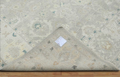 10x14 Gray, Beige Hand Knotted Afghan Oushak 100% Wool Traditional Oriental Area Rug