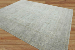 9x12 Celadon, Gray Hand Knotted Afghan Oushak 100% Wool Traditional Oriental Area Rug