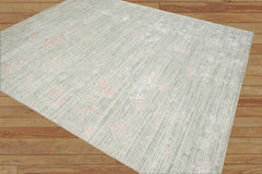 8x10 Beige, Gray Hand Knotted 100% Wool Modern & Contemporary Oriental Area Rug