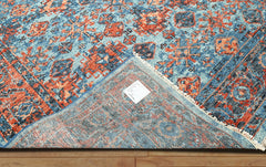 Multi Size Blue, Burnt Orange Hand Knotted Arts & Crafts 100% Wool Turkish Oushak Traditional Oriental Area Rug