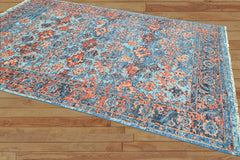 Multi Size Blue, Burnt Orange Hand Knotted Arts & Crafts 100% Wool Turkish Oushak Traditional Oriental Area Rug