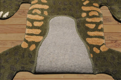 5 x 5 Green Gold Black Color Hand Tufted All-Over 100% Wool Novelty/ Animal Oriental Rug