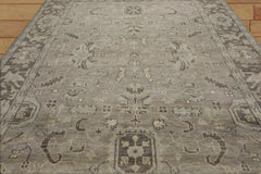 8 x 10  Gray Beige Moss Color Hand Knotted All-Over 100% Wool Traditional Oriental Rug