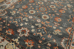 8x10 Gray, Burnt Orange, Light Gold Color Hand Knotted All-Over 100% Wool Traditional Oriental Rug