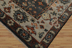 8x10 Gray, Burnt Orange, Light Gold Color Hand Knotted All-Over 100% Wool Traditional Oriental Rug